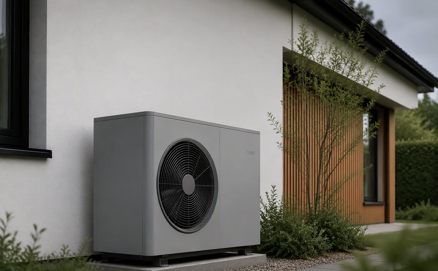 Warmtepomp buitenunit bij woning